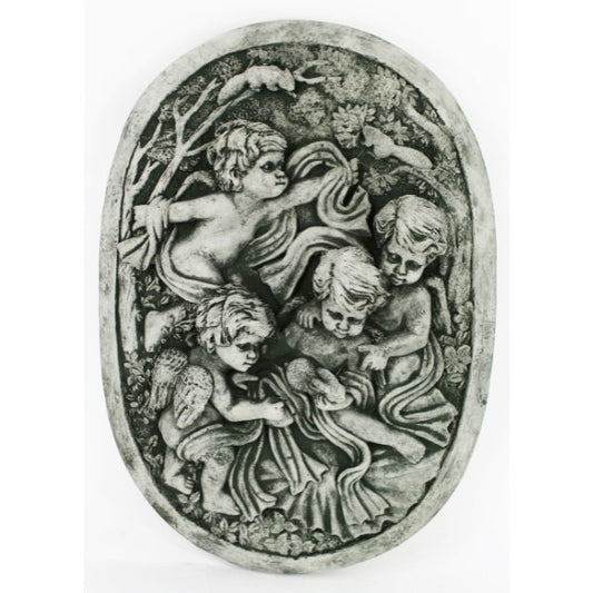 Cherubs in the Garden Wall Plaque, 11.5 inches H x 8.inches W,