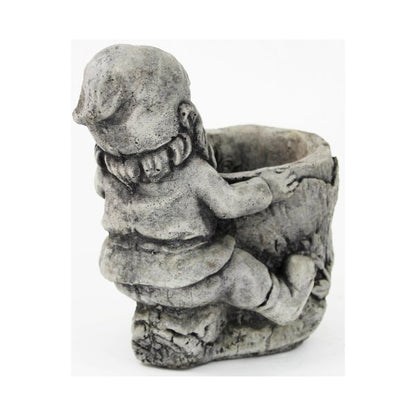 Sitting Gnome Concrete Statue with Pot