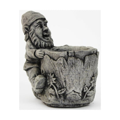 Sitting Gnome Concrete Statue with Pot