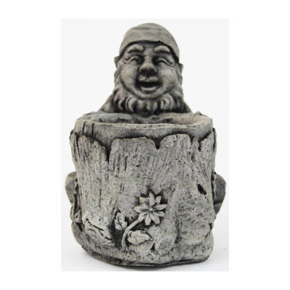Sitting Gnome Concrete Statue with Pot
