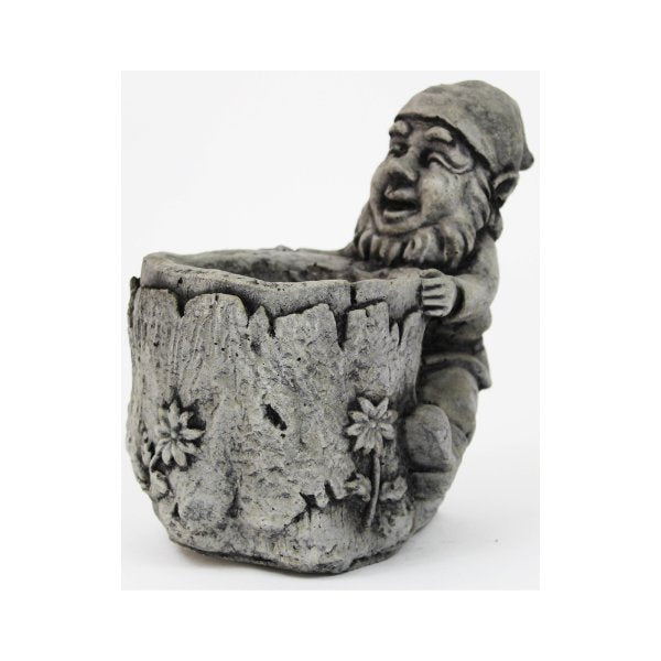 Sitting Gnome Concrete Statue with Pot