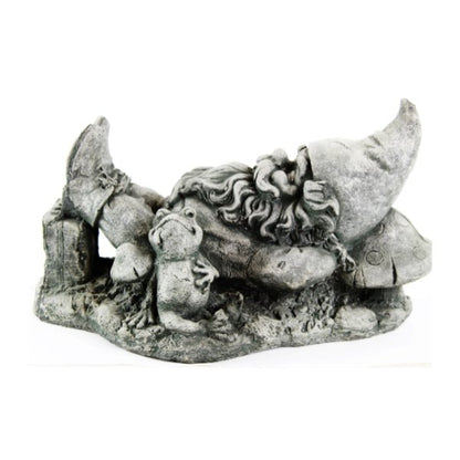 Garden Gnome and Frog Resting Statue