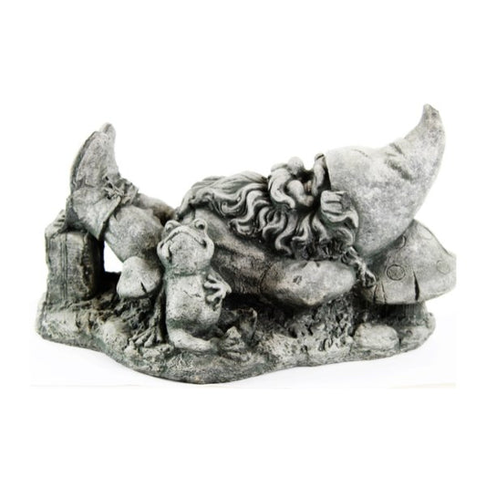 Garden Gnome and Frog Resting Statue