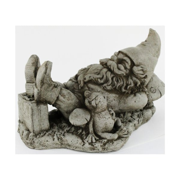 Garden Gnome and Frog Resting Statue