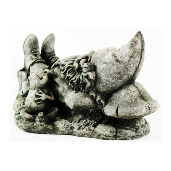 Garden Gnome and Frog Resting Statue