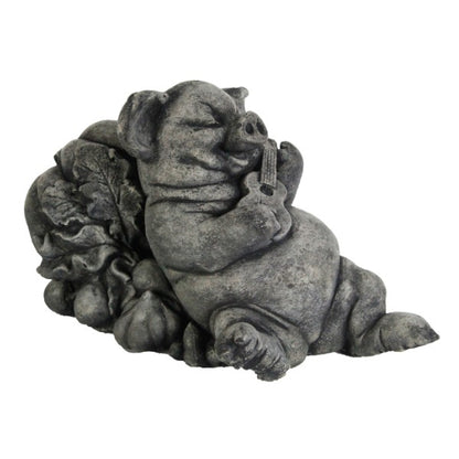 Happy Harvest Pig Statue with Guitar