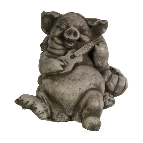 Happy Harvest Pig Statue with Guitar