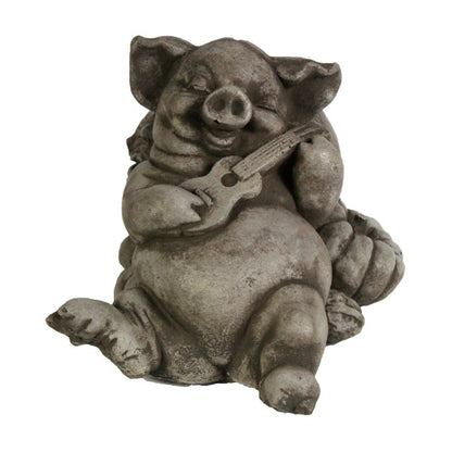 Happy Harvest Pig Statue with Guitar