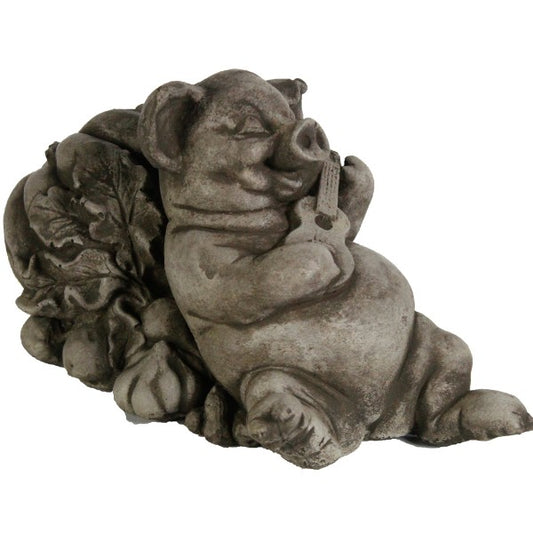 Happy Harvest Pig Statue with Guitar